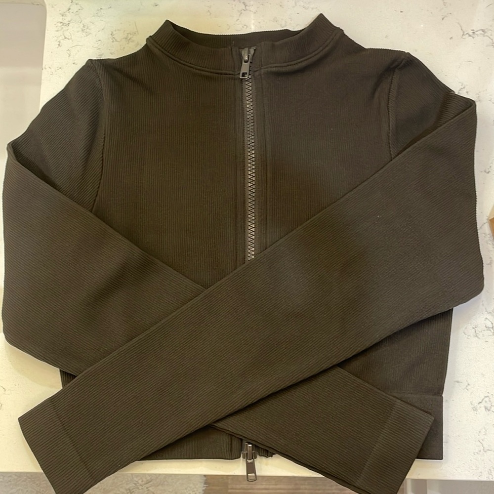 Set Active Cropped Ribbed Zip